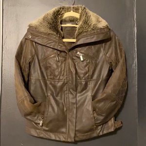 Faux leather pilot jacket